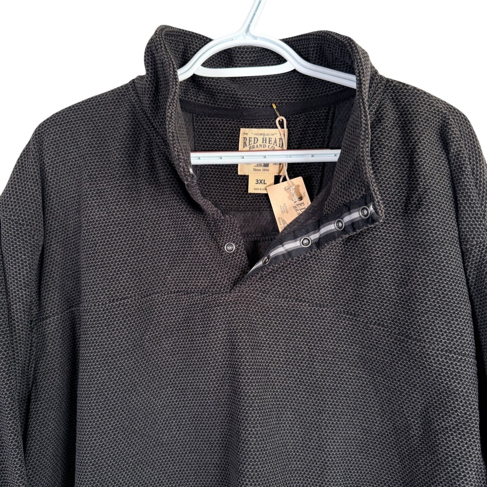 RedHead Honeycomb Fleece Lined Sweater Pullover Mens 3XL Charcoal Gray Snap‎ NEW